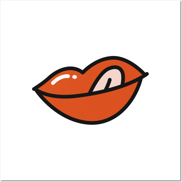 Red Lips - Tongue Sticking Out Wall Art by souloff